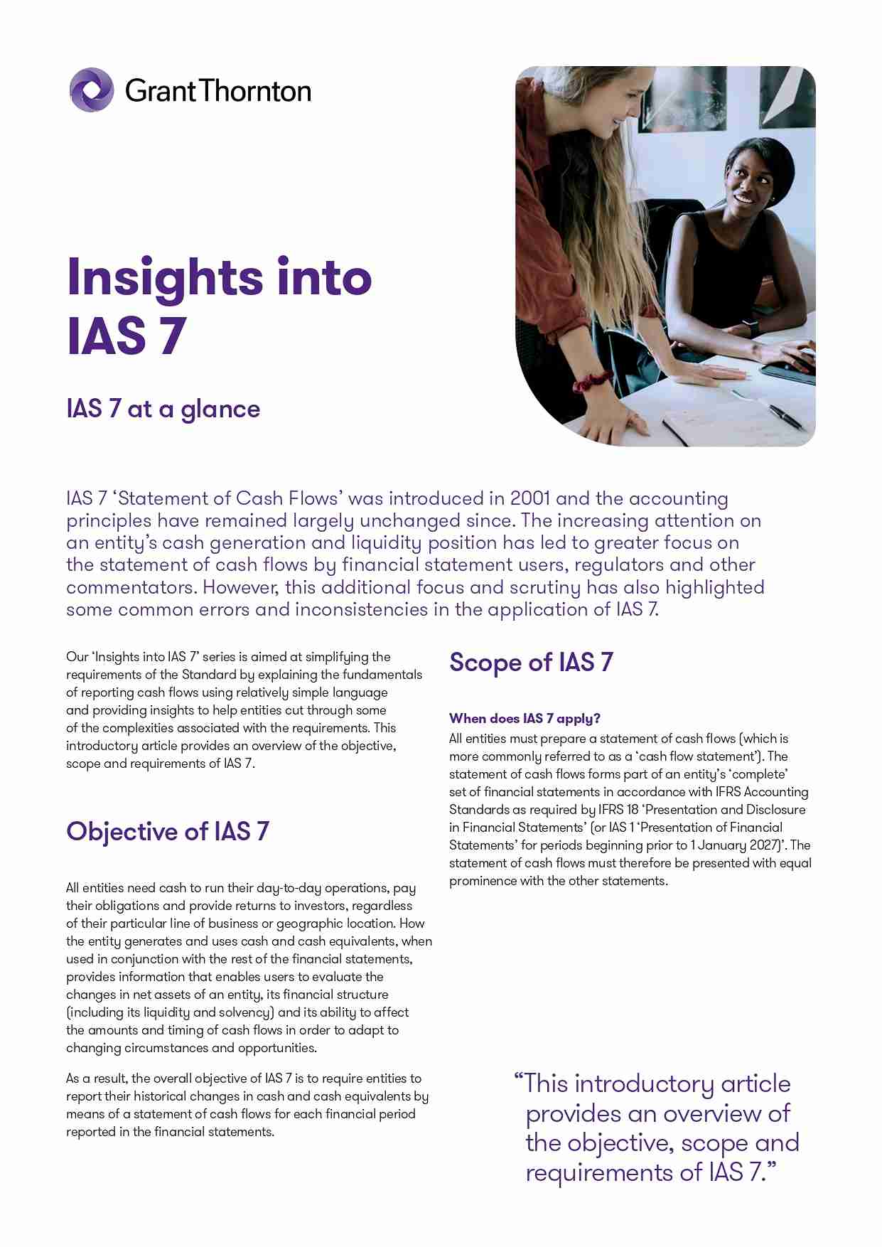 IAS 7 at a glance